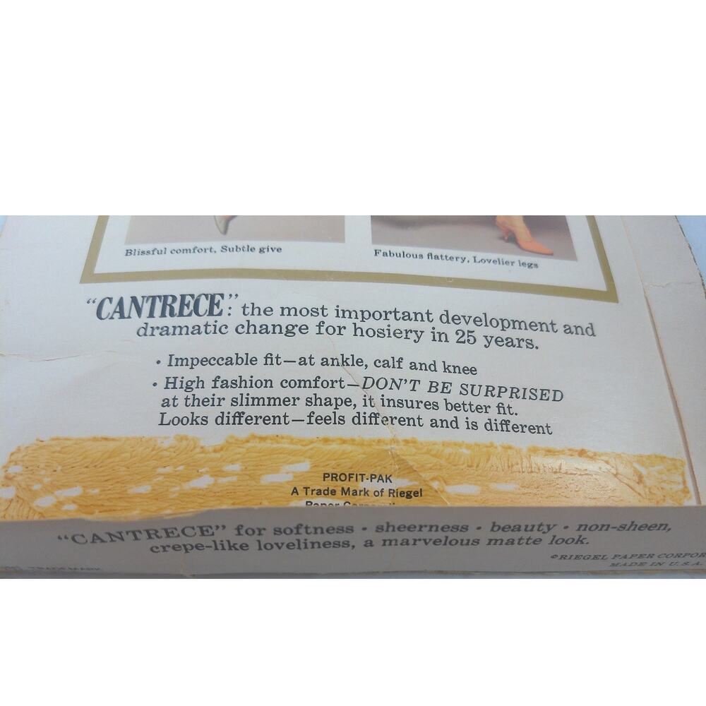 Vintage 1965 CANTRECE Nylon Deluxe Seamless Sheer STOCKINGS Size 8 Taupe 9.5-10 - Picture 3 of 5